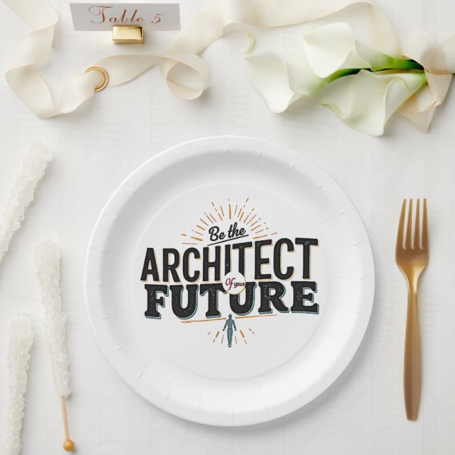 Plato De Papel Sé el Arquitecto de tu Futuro (Boda)