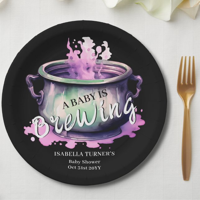 Plato De Papel Se está preparando un bebé | Baby Shower de Hallow (Subido por el creador)