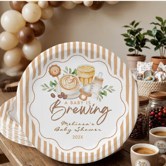 Plato De Papel Se está preparando un bebé Café Latte Baby Shower