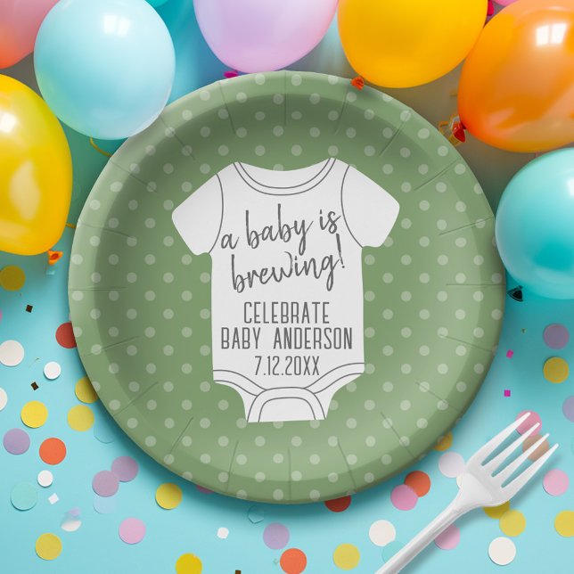 Plato De Papel Se está preparando un bebé — Ducha de parejas - Ve (Personalized Party Plates - Baby Shower)