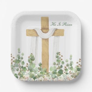Plato De Papel Se Levanta La Pascua Cristiana Personalizada