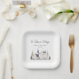 Plato De Papel Se necesita un Baby Shower sensacionalista de niev