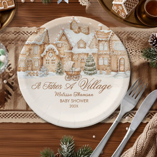 Plato De Papel Se Necesita un Pueblo Casa de Jengibre Invitación