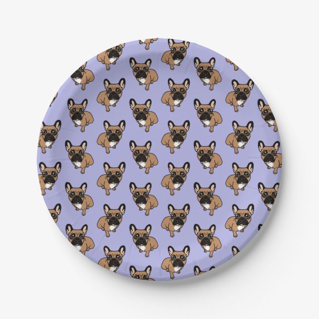 Plato De Papel Sea agradable al cervatillo negro lindo Frenchie (Anverso)