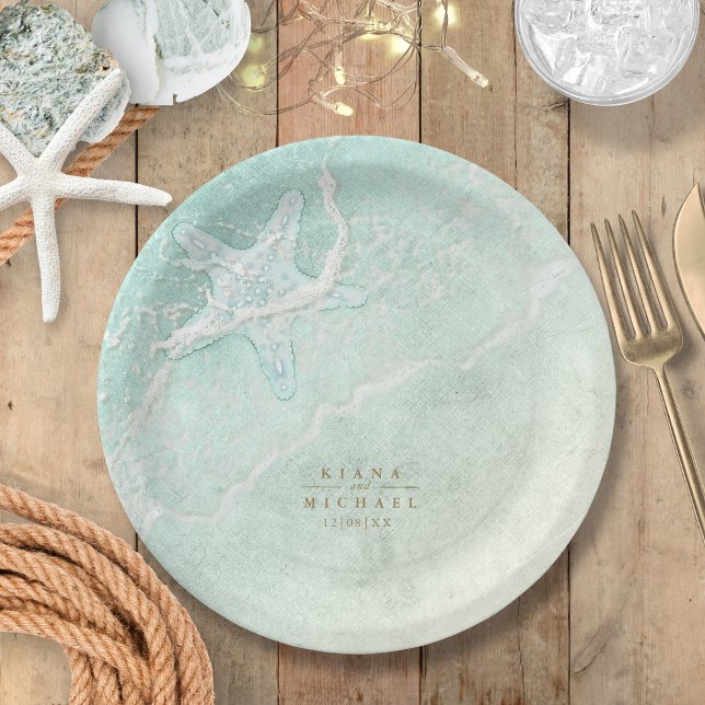 Plato De Papel Sea Foam Beach Wedding Starfish ID837 (Subido por el creador)