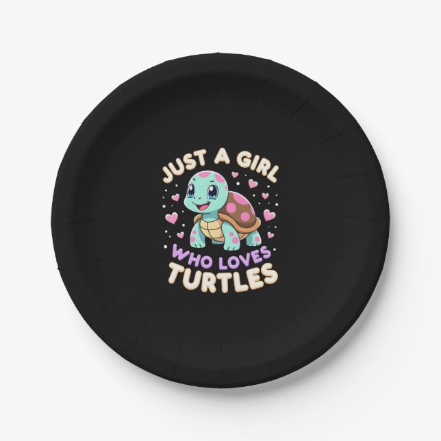 Plato De Papel Sea Reptile Turtle Lovers Just A Girl Who Loves Tu (Anverso)