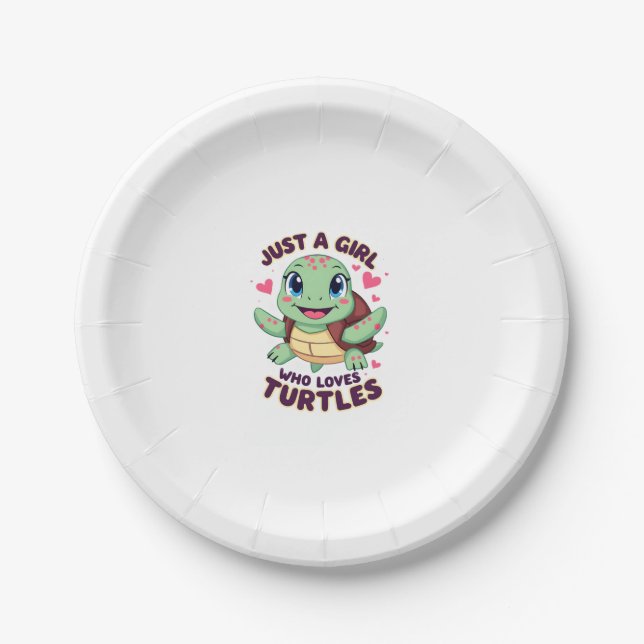 Plato De Papel Sea Reptile Turtle Lovers Just A Girl Who Loves Tu (Anverso)