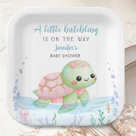 Plato De Papel Sea Turtle Hatchling Baby Shower Girl Paper Plates