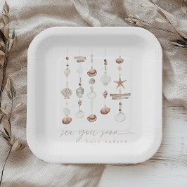 Plato De Papel Sea You Pronto Boho Beach Baby Shower