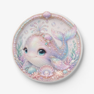 Plato De Papel Sea You Soon Baby Ballena Bajo el Mar Baby Shower 