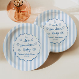 Plato De Papel Sea You Soon Baby Coastal Baby Shower