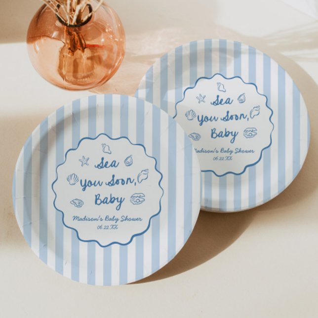 Plato De Papel Sea You Soon Baby Coastal Baby Shower (Subido por el creador)