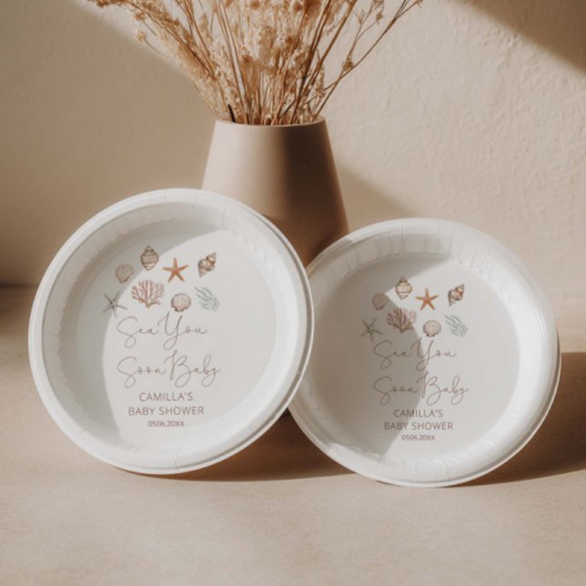Plato De Papel Sea You Soon Coastal Baby Shower  (Subido por el creador)