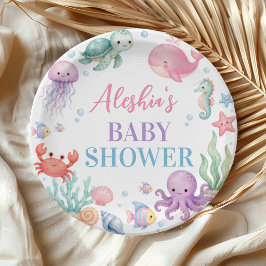 Plato De Papel Sea You Soon Cute Ocean Animals Baby Shower
