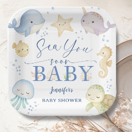 Plato De Papel Sea You Soon Ocean Baby Shower