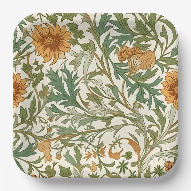 Plato De Papel Seamless Arts and Crafts style repeating pattern (Anverso)