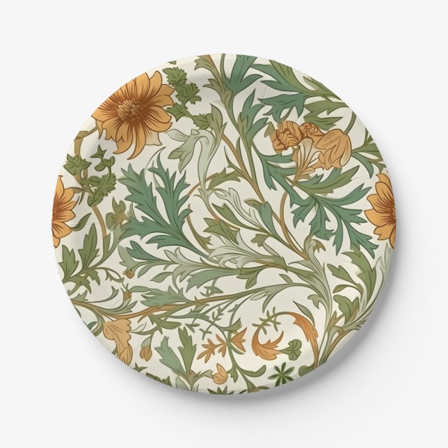 Plato De Papel Seamless Arts and Crafts style repeating pattern (Anverso)