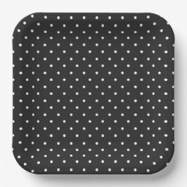 Plato De Papel Seamless black and white polka dot pattern 