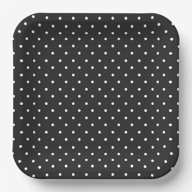 Plato De Papel Seamless black and white polka dot pattern  (Anverso)