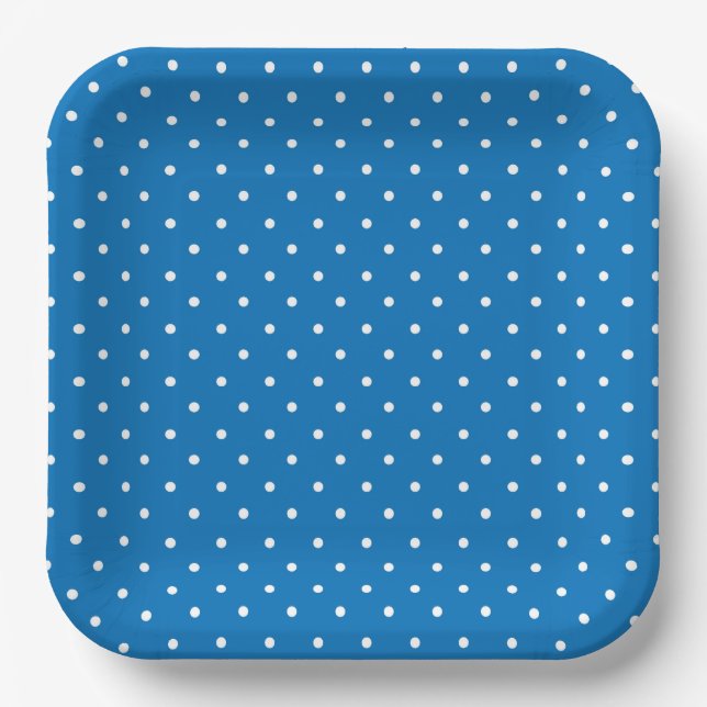 Plato De Papel Seamless blue background polka dot pattern  (Anverso)