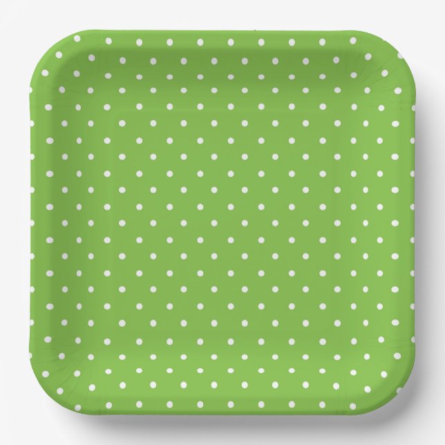 Plato De Papel Seamless  bright lime polka dot pattern  (Anverso)