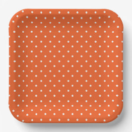 Plato De Papel Seamless  bright orange background polka dot