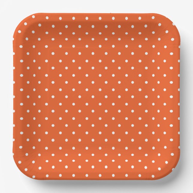 Plato De Papel Seamless  bright orange background polka dot (Anverso)