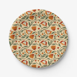 Plato De Papel Seamless floral pattern in beige background
