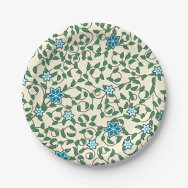 Plato De Papel Seamless floral pattern on beige background