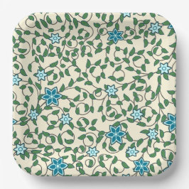 Plato De Papel Seamless floral pattern on beige background