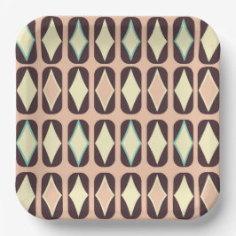 Plato De Papel Seamless geometric pattern in dark brown leaf 