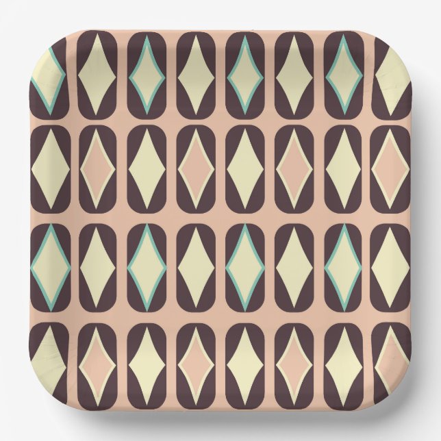 Plato De Papel Seamless geometric pattern in dark brown leaf  (Anverso)