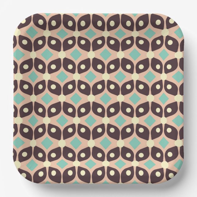 Plato De Papel Seamless geometric pattern in dark brown leaf  (Anverso)