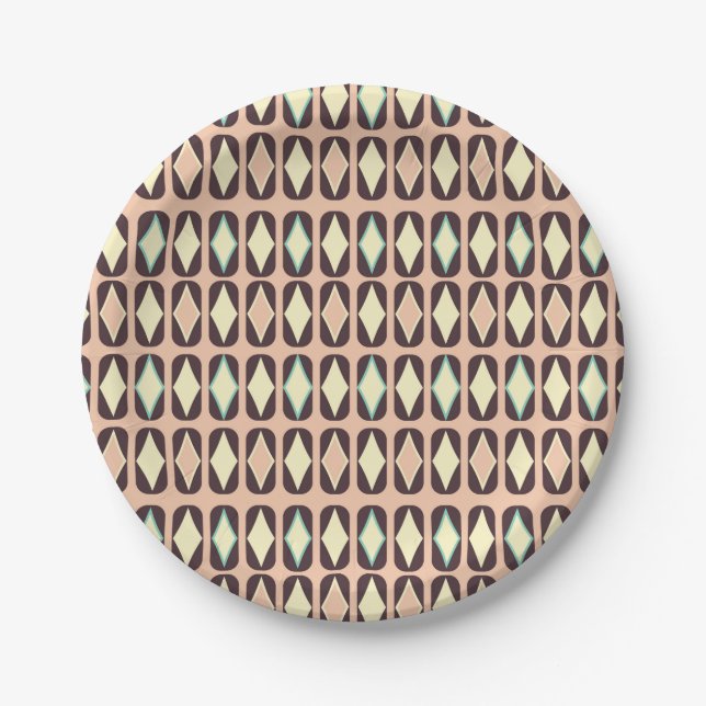 Plato De Papel Seamless geometric pattern in dark brown leaf  (Anverso)