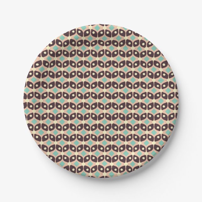 Plato De Papel Seamless geometric pattern in dark brown leaf  (Anverso)