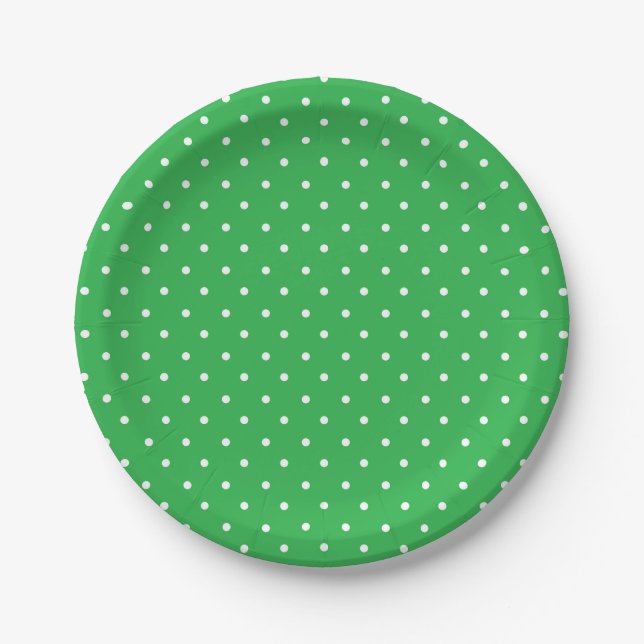 Plato De Papel Seamless green background polka dot pattern (Anverso)