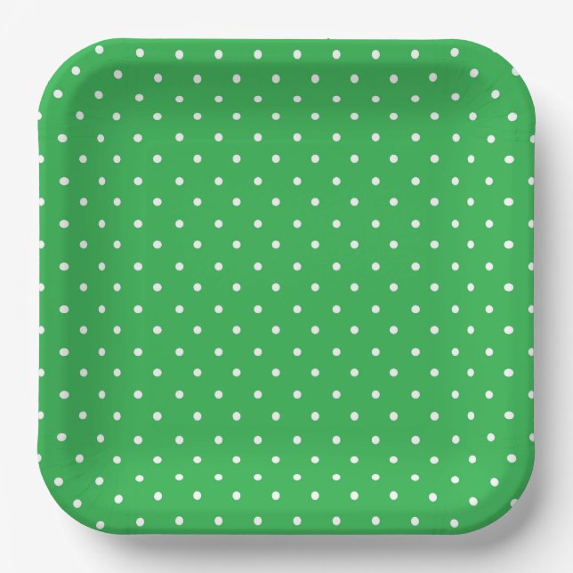 Plato De Papel Seamless green background polka dot pattern (Anverso)