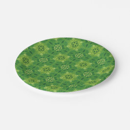 Plato De Papel Seamless green floral pattern with symmetrical