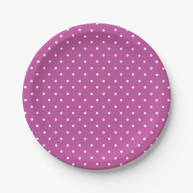 Plato De Papel Seamless magenta background polka dot pattern (Anverso)