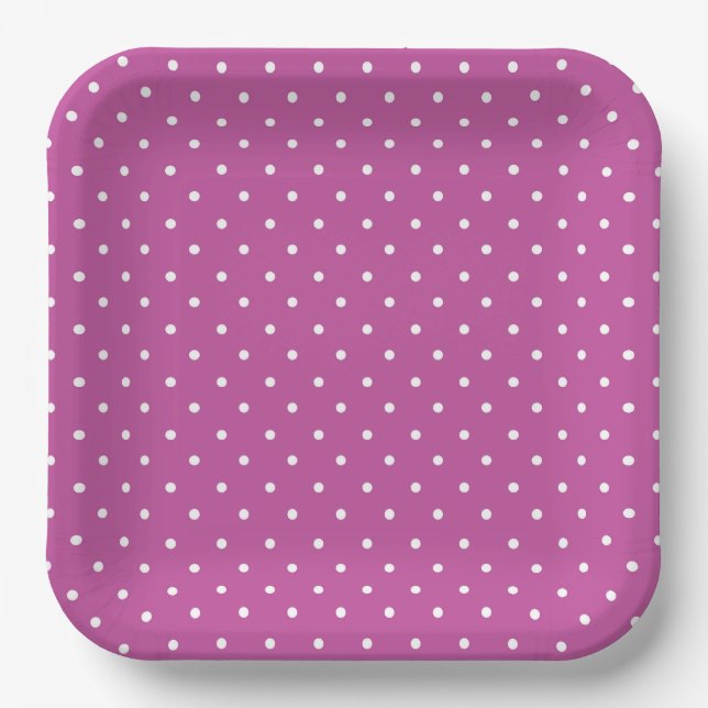 Plato De Papel Seamless magenta background polka dot pattern (Anverso)