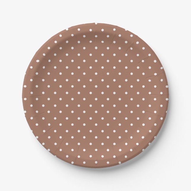 Plato De Papel Seamless medium brown polka dot  pattern (Anverso)