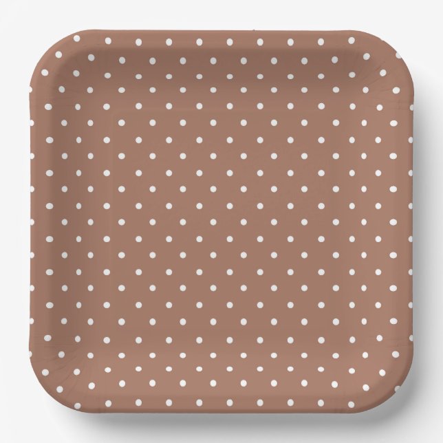 Plato De Papel Seamless medium brown polka dot  pattern (Anverso)