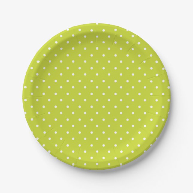 Plato De Papel Seamless pattern  bright lime polka dot pattern (Anverso)