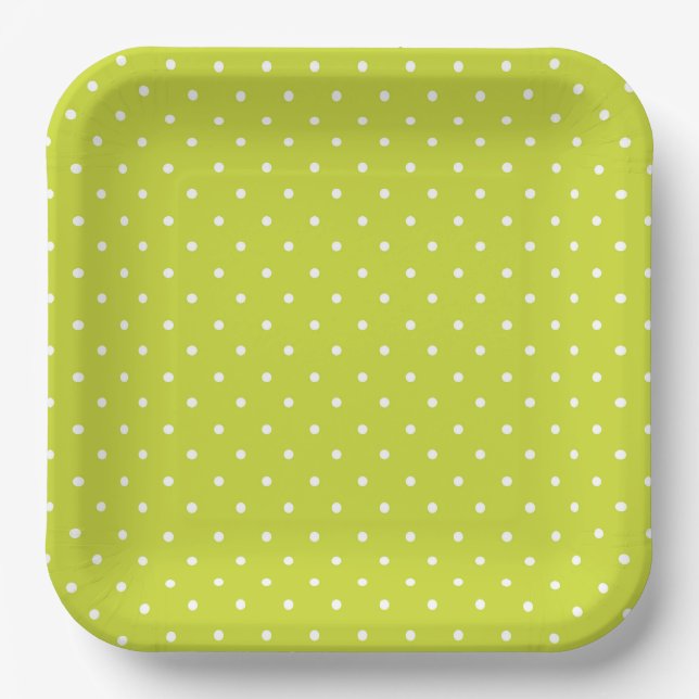 Plato De Papel Seamless pattern  bright lime polka dot pattern (Anverso)