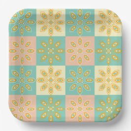 Plato De Papel Seamless pattern with geometric floral motifs