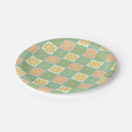 Plato De Papel Seamless pattern with geometric floral motifs