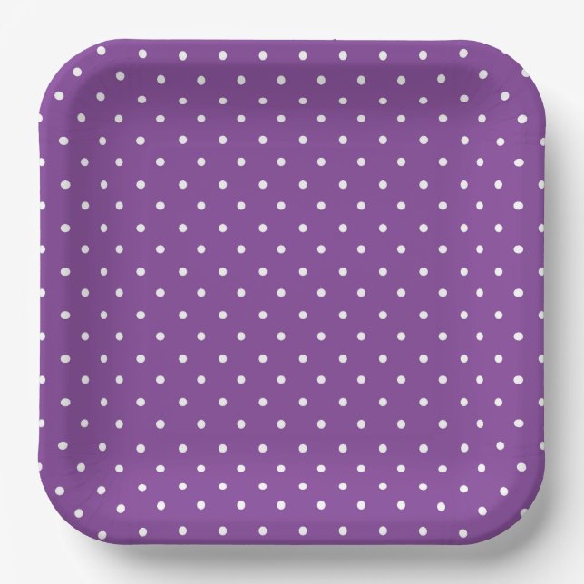 Plato De Papel Seamless purple background polka dot pattern  (Anverso)