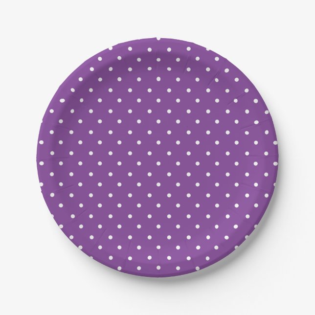 Plato De Papel Seamless purple background polka dot pattern  (Anverso)