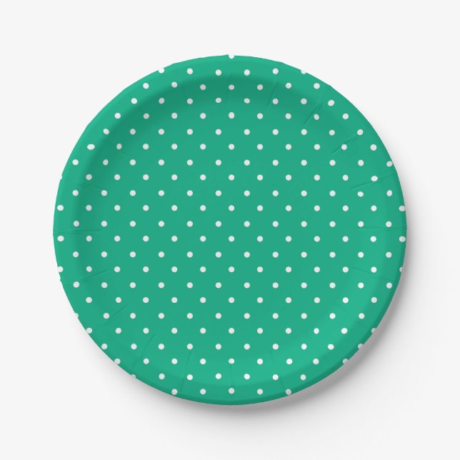 Plato De Papel Seamless solid teal polka dot pattern (Anverso)