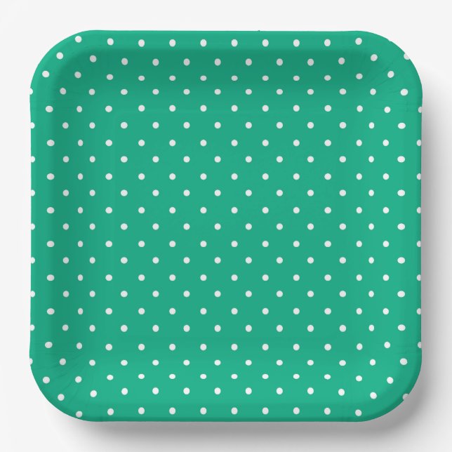 Plato De Papel Seamless solid teal polka dot pattern (Anverso)